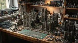 Large modular terrain pieces for wargaming printed on a large-format resin 3D printer